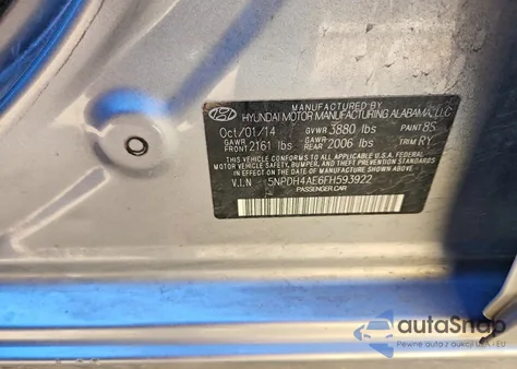 2015 Hyundai Elantra Se z USA, uszkodzony, nr VIN 5NPDH4AE6FH593922